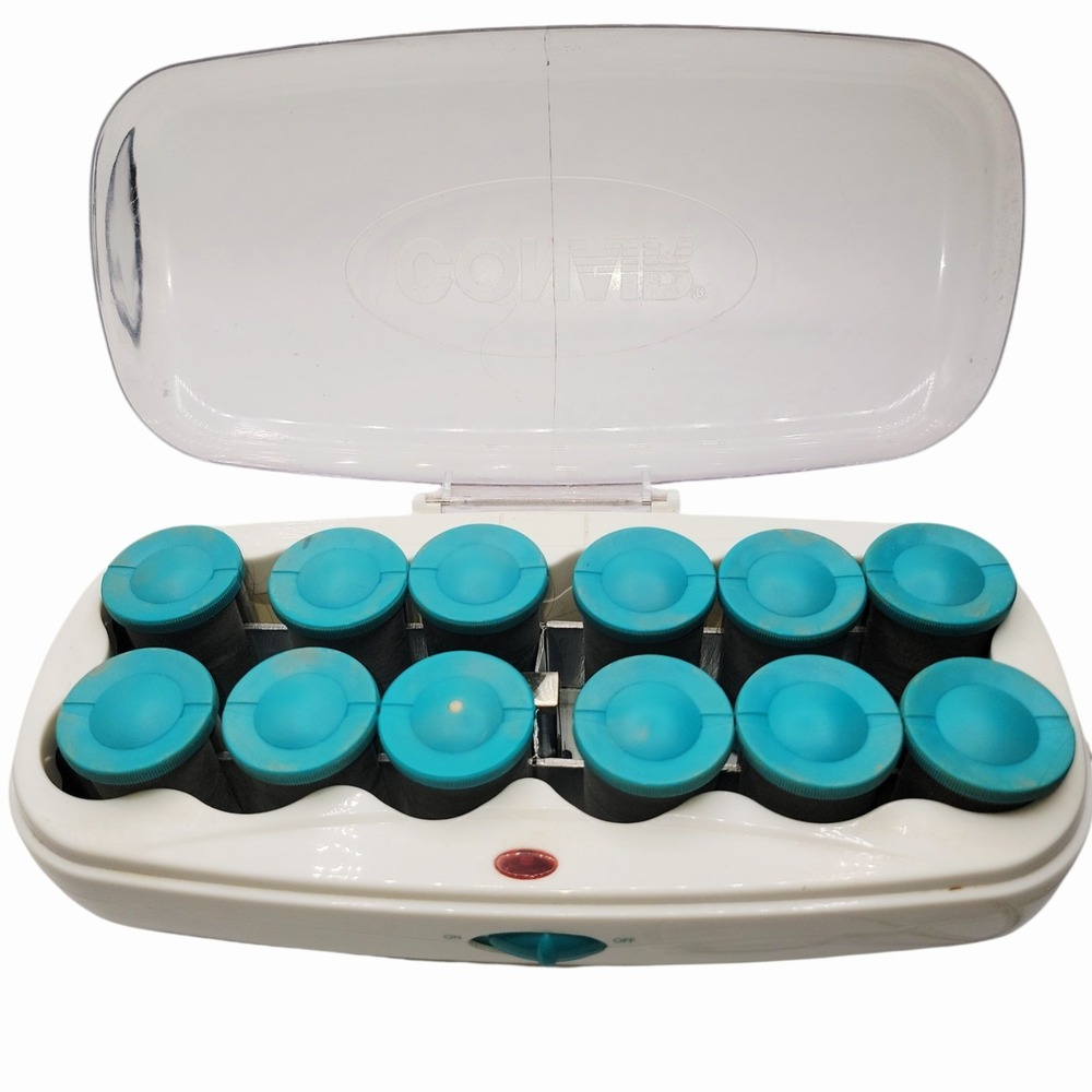 Conair Xtreme Big Curls 12 Jumbo Hot Rollers Set w Lid Tested Working - Picture 2 of 8